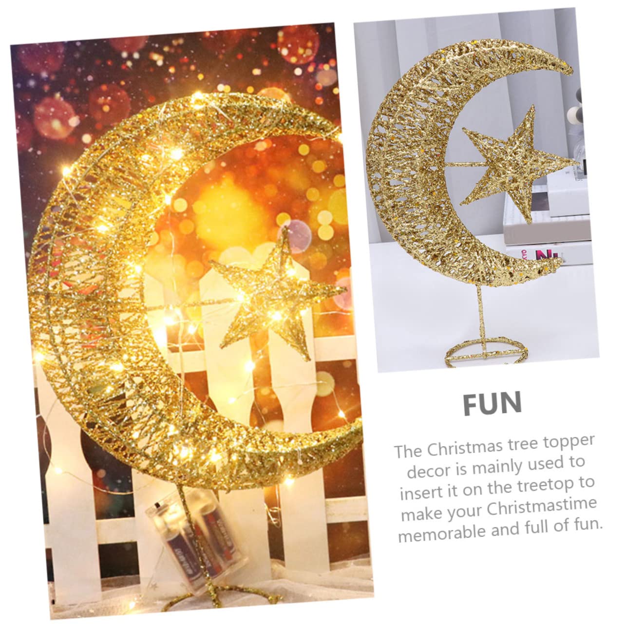 3pezzi Puntale Natalizio Stella Glitterato Luci Led Decorazione Per Per e Atmosfera Natalizia Riutilizzabile e Leggero