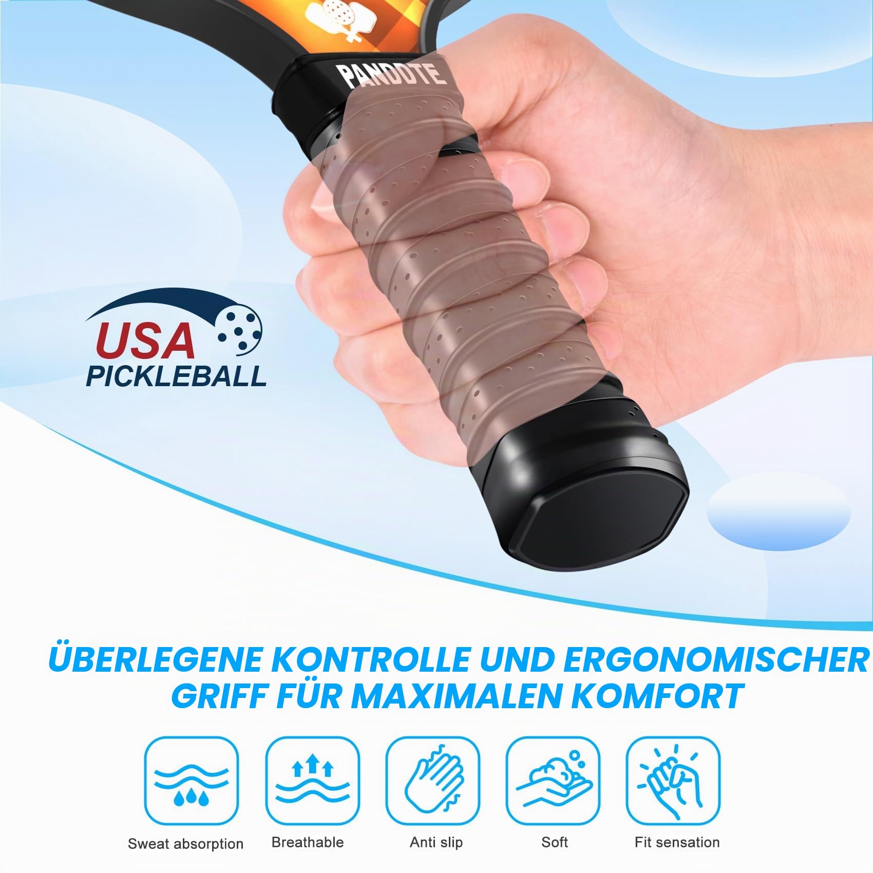 Pickleball-Paddel, Graphit-Pickleball-Paddel-Set, 4 Ersatzgriffen und Tasche, Pickleballschläger für Anfänger und Profis