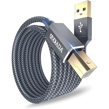 Akoada USB 2.0プリンタケーブル4.5m、USBタイプAプラグからBプラグプリンタケーブルには、HP、Canon、Dell、Epson、Lexmark、Xerox、Samsung、Scannerなどの高速互換性があります。