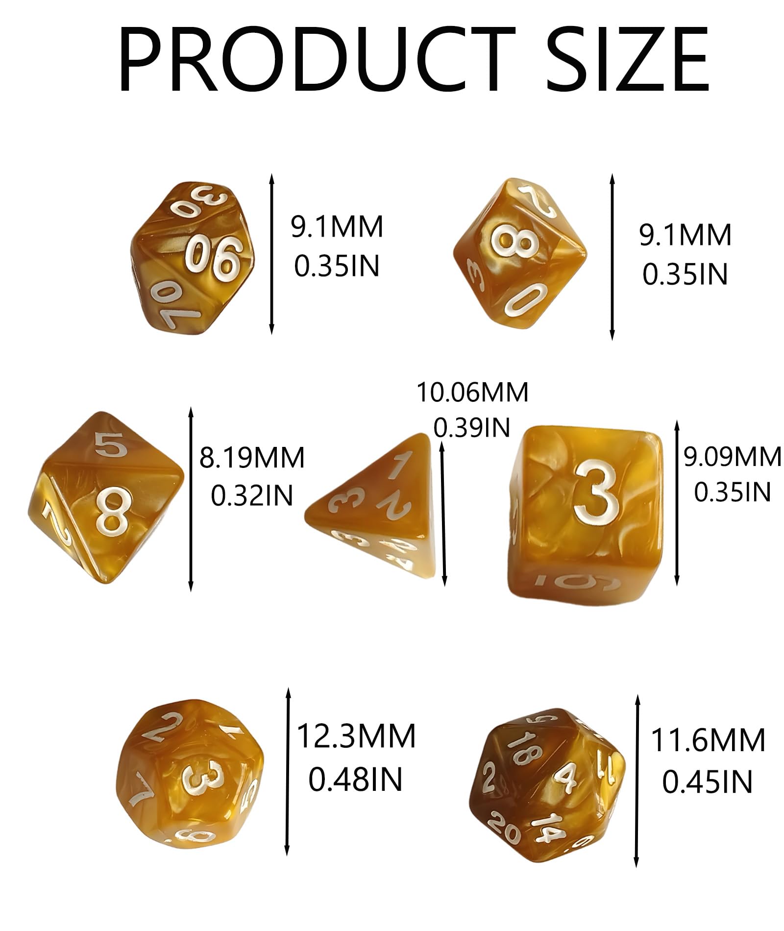 2 Set Game Polyhedral Dice, Dice Set for Games, Dice Games, 14 Pieces with Two Colors, Purple and Yellow, Tabletop Accessories