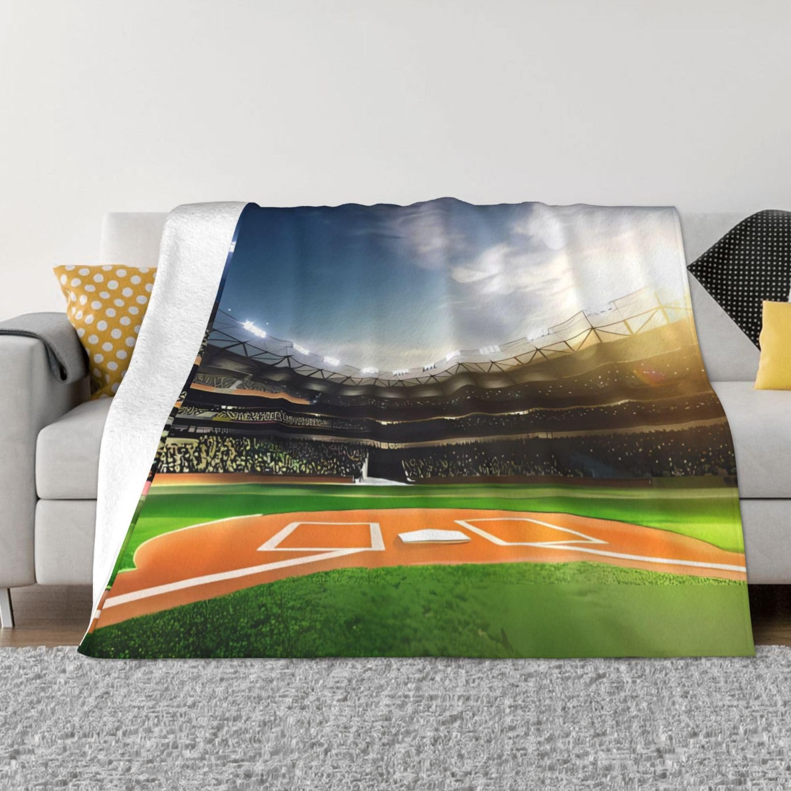 Couverture de bureau baseball verte anti-froid pour canapé et chambre