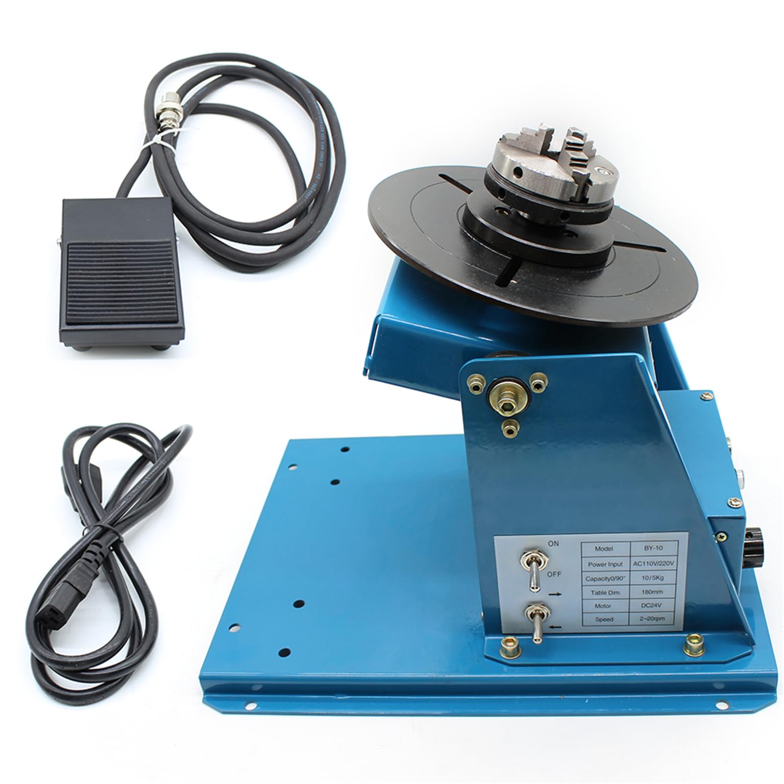 LIYUANJUN 110V Weld Positioner, Rotary Welding Positioner for Cutting Grinding Assembly Testing Turntable Welder Machine Tiltable Table 3 Jaw Lathe