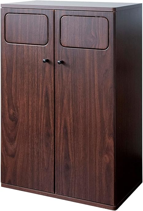 Amazon ゴミ箱 キッチンカウンター ダストボックス ごみ箱 2分別 45リットル 45l プッシュ式 木製 ごみ箱収納付き ゴミ箱収納付き 木目調 おしゃれ ブラウン フタ付きゴミ箱 オンライン通販