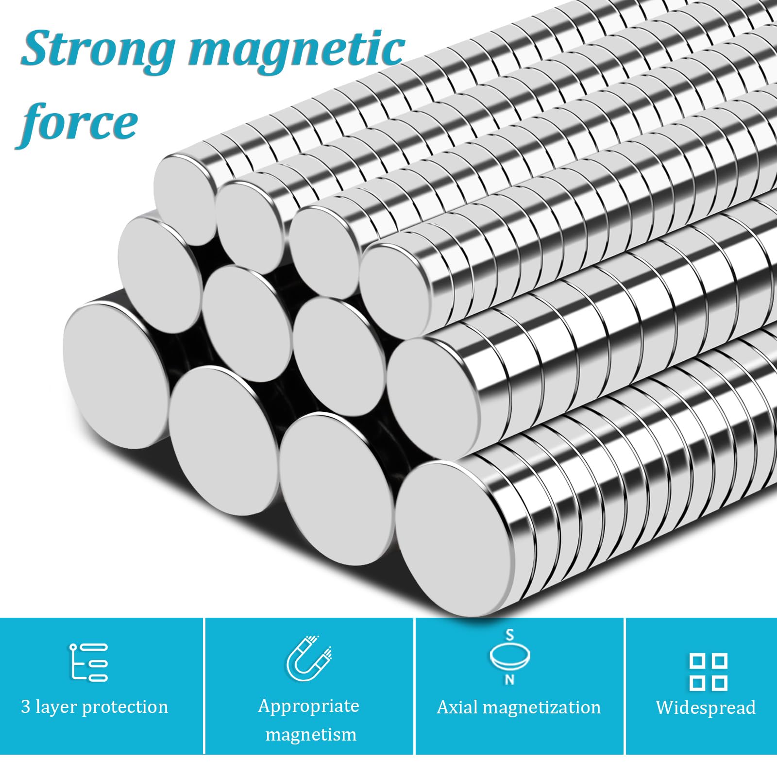 MIN CI Small Neodymium Magnets - 330Pack, Round Strong Magnets in 3 Sizes (Mini, 5x1mm, 4x1.5mm, 3x1mm) for Crafts, Fridge & Whiteboards - Image 3