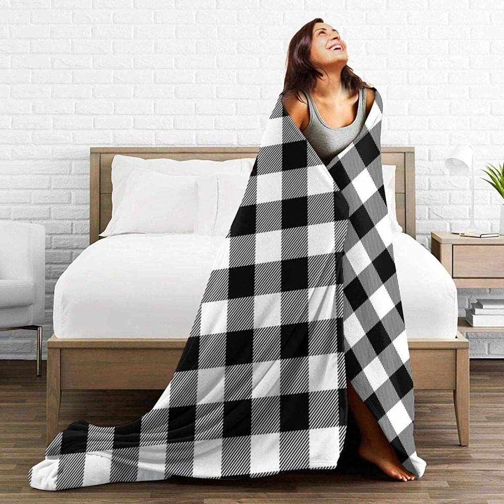 Plaid Bianco Nero Accogliente Flanella Ultra Morbida Calda E Leggera Coperta da Letto per Divano Letto per Adulti E Bambini, per Tutte Le Stagioni 80X60