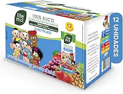 LIFE MIX Turma da Mônica - Suco de Tutti-Frutti em Caixinha - 100% Suco, Sem Adição de Açúcares, Sem Conservantes e Corantes, Ômega 3 DHA, Vitaminas C e D, Cálcio, Fibras - Vegano - Pack 12 x 200ml