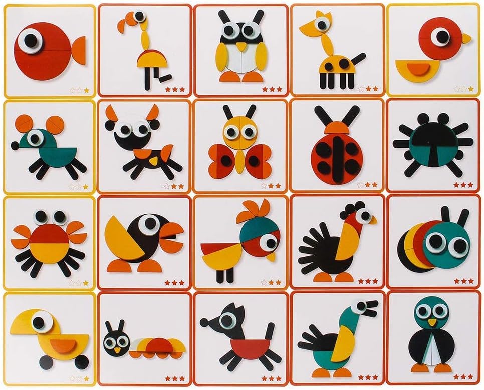 AJH Blocks Gralara Wooden Montessori Animal Block Animal Puzzle Jigsaw Game Educational Toy One Size Building Blocks Set