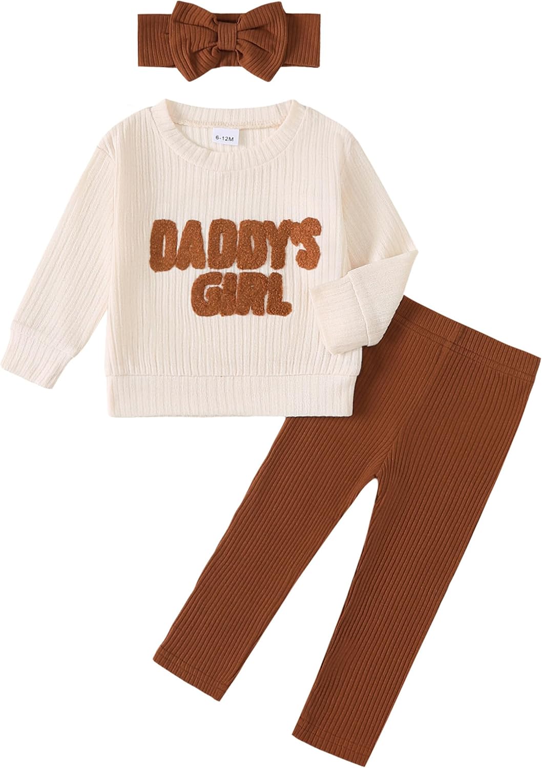 SODLON Baby Girl Clothes Toddler Fall Winter Outfits Infant Daddys Girl Sweatshirt Pants Set with Headband 3Pcs Clothing Sets