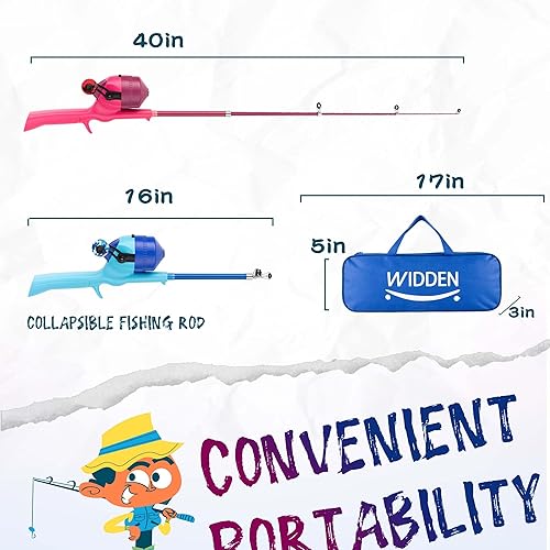 Miniatura 2 de Caña de pescar para niños, caña de pescar telescópica, caña de pescar plegable para niños y carrete con caja de aparejos, línea de pesca, flotador y