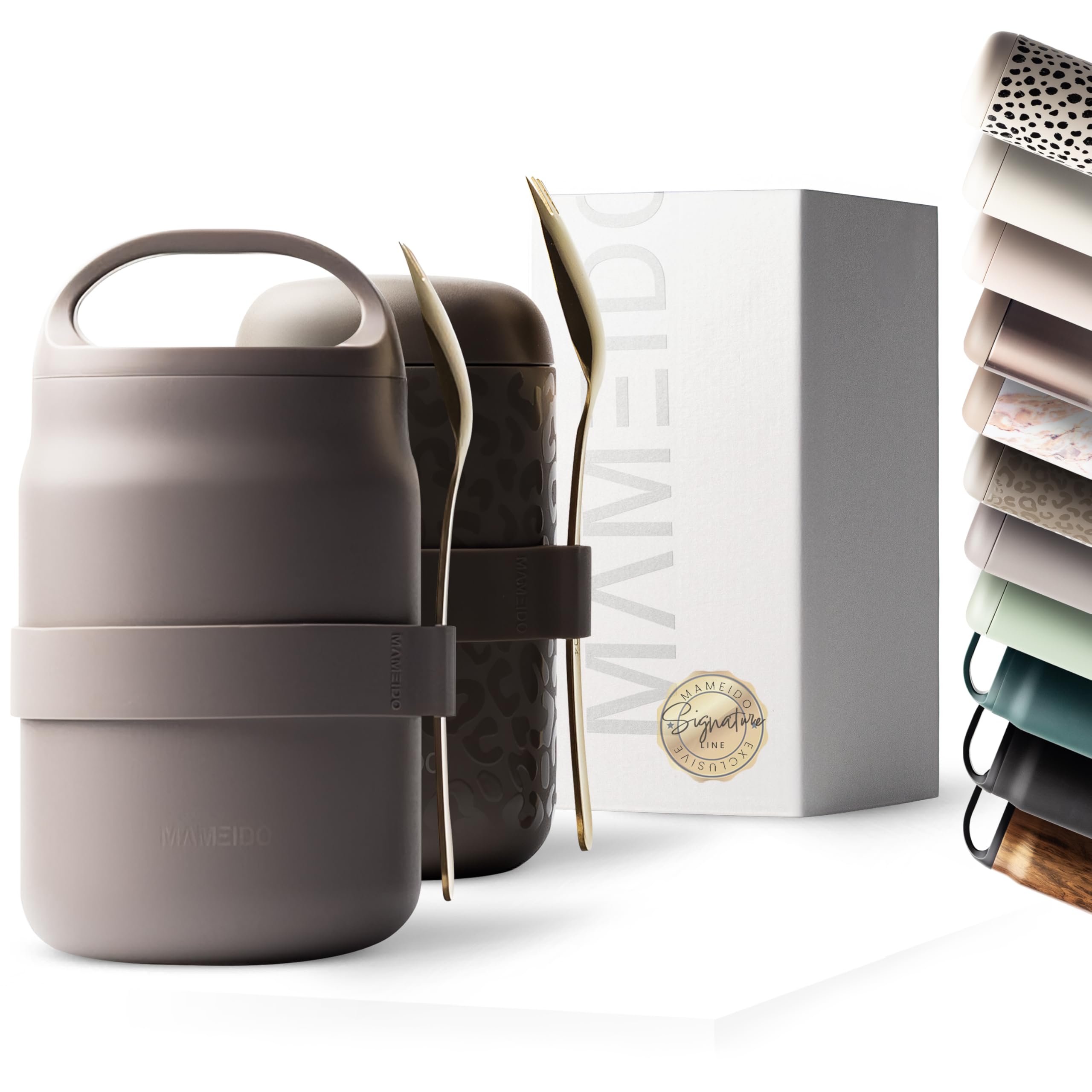 MAMEIDO Thermal Food Flask 800 ml, yogurt cup to go stainless steel, thermo cup food leak-proof, lunch box BPA-free, keep warm container (Taupe Grey)
