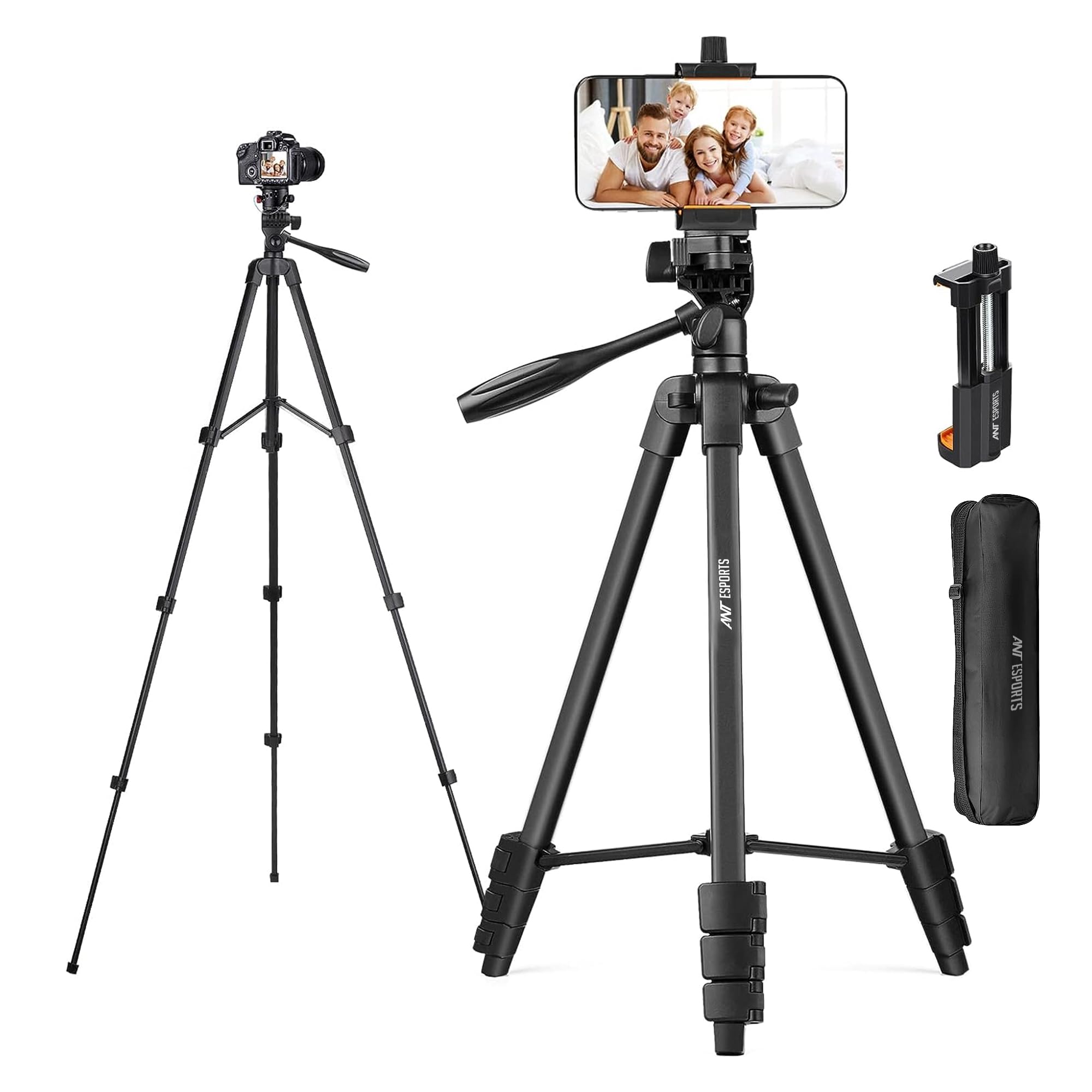 Ant Esports CATS03 60-Inch (150CM) Aluminium Tripod, Universal Lightweight Tripod with Level Tester and Carry Bag for All Smart Phones, Gopro, DSLR Cameras (Black) (B0CDPQHWV4) Amazon Price History, Amazon Price Tracker