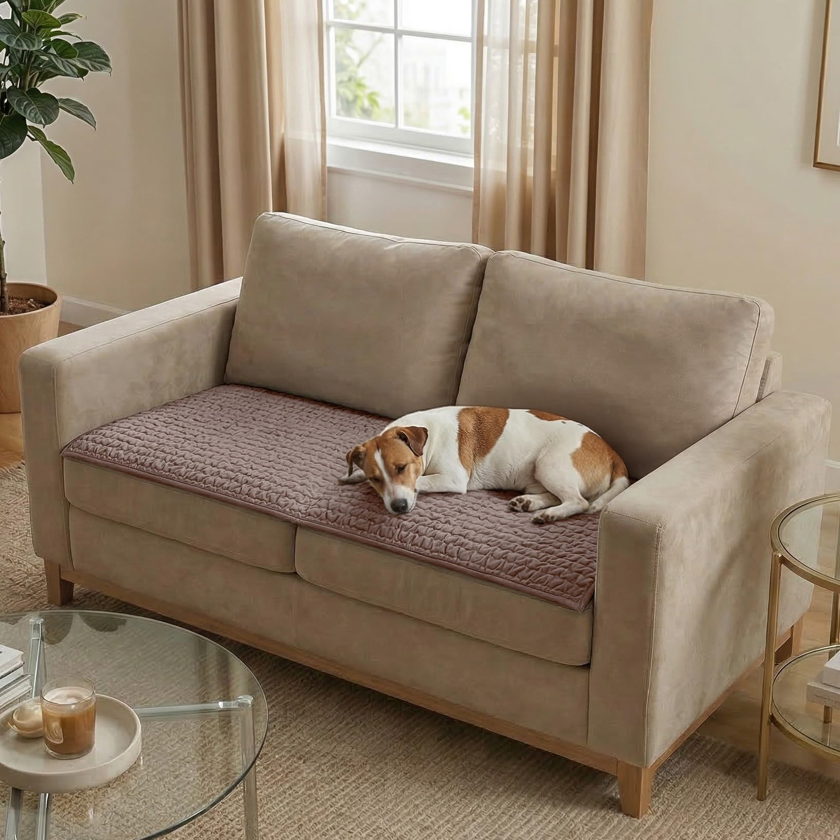 Mamma Mia Covers PAULATO BY GA.I.CO. Waterproof Couch Cover – 24x47 Blanket for Sofa Car Seat or Crate – Machine Washable Absorbent Reusable Pad for Puppy Training – Dogs Cats Pets Friendly Protector - Soft Taupe