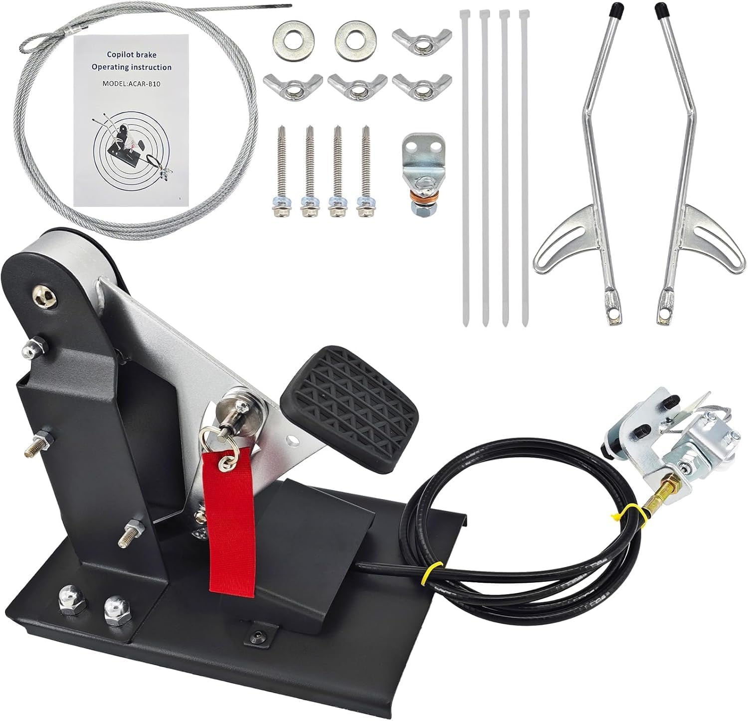 Passenger Side Dual Brake Pedal Universal Fit for RHD Vehicles, Right Hand Drive Conversion Kit for Driving School/Driver Training, ACAR-B10