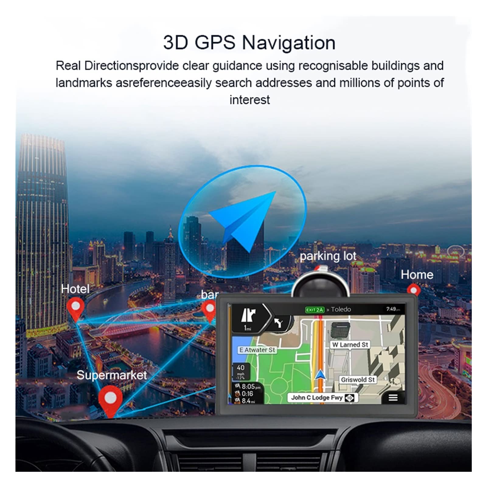Navigazione GPS per camion, camper, auto 7 Inch Truck Vehicle GPS Navigation 800Mhz FM DDR3 256M 8GB CE6.0 Car Gps Navigator Facile da usare