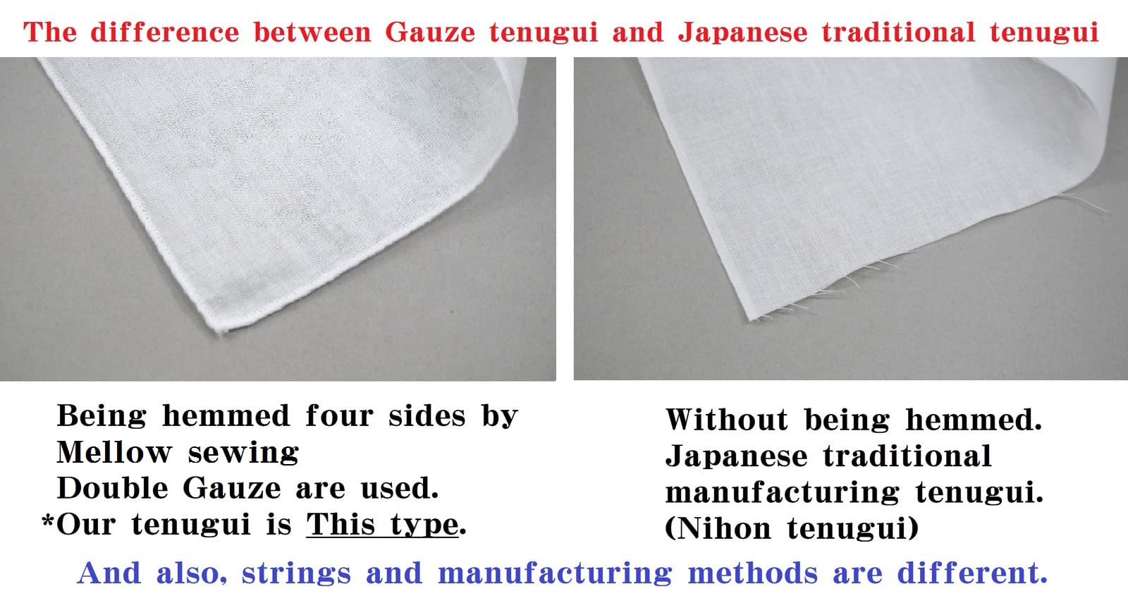 Tenugui Serviette japonaise double gaze Bleu marine
