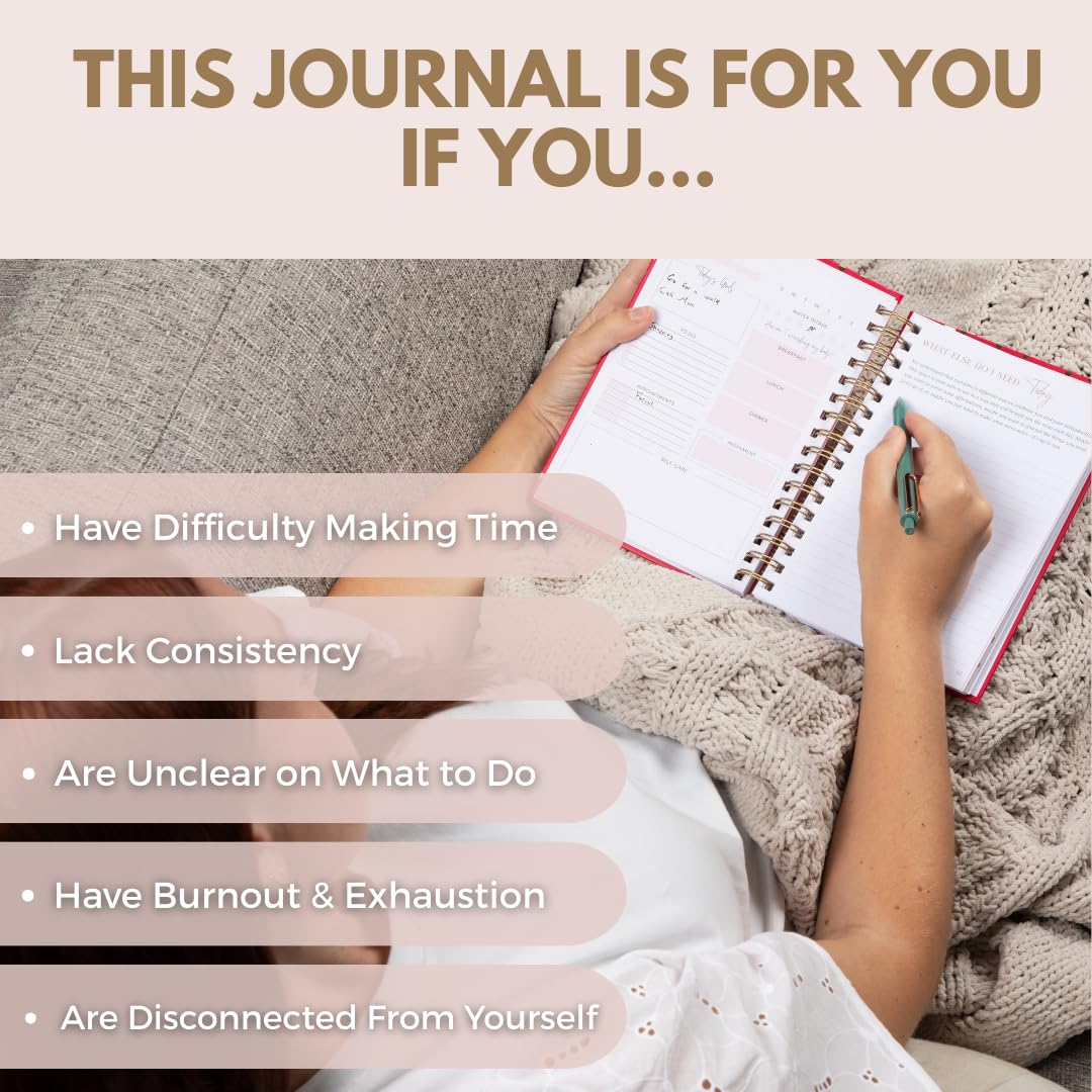 Diario de cuidado personal para mujeres | 90 días guiados de bienestar, color azul marino | Planificador de reflexión guiado diario y semanal de 90 días, sin fecha, mindfulness, productividad y desarrollo personal