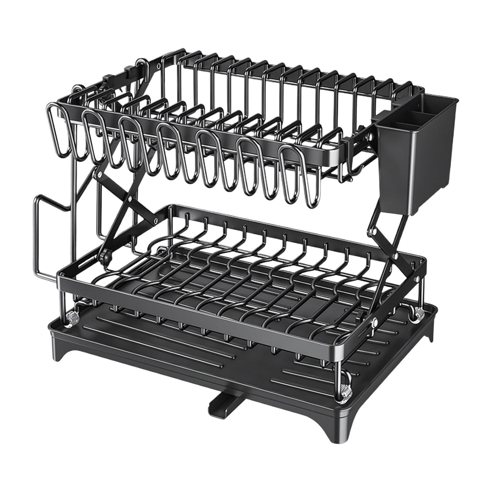Escurridor de Platos 2 Niveles Con Bandeja Drenante Y Gran Capacidad | De Cocina Apto para Hogar y Restaurante: Cuencos, Sartenes, Tenedores, Tablas De Cortar y Tazas