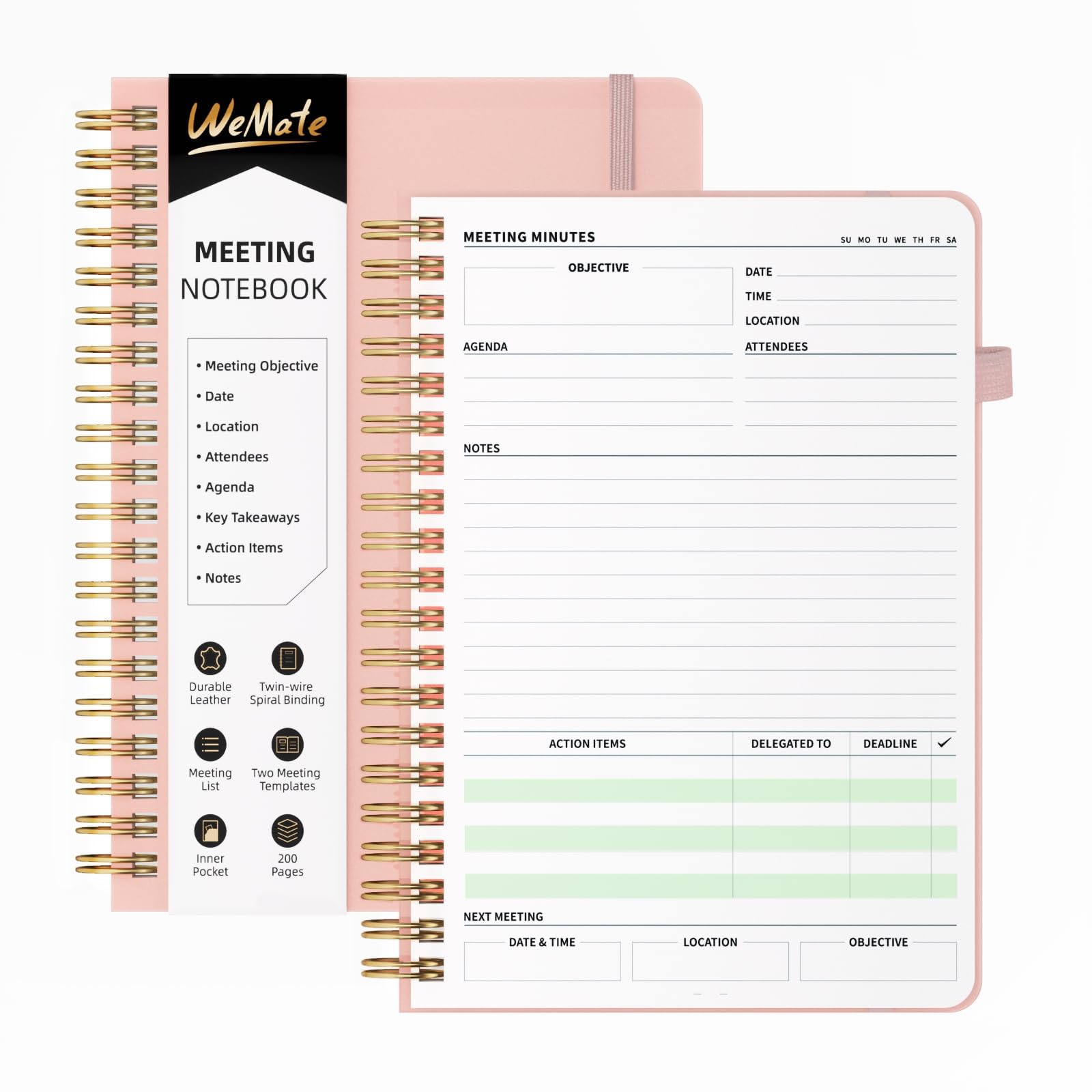 Amazon | WEMATE 会議ノート 議事録 打ち合わせ B5 200ページ リング  