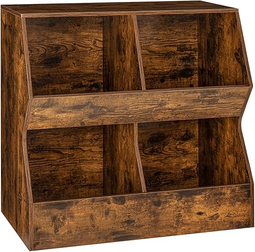 DINZI LVJ Estantería para niños, organizador de almacenamiento de juguetes, armario de juguetes de madera, estantería para niños con 4 cubículos, disponible en Yaxa Costa Rica