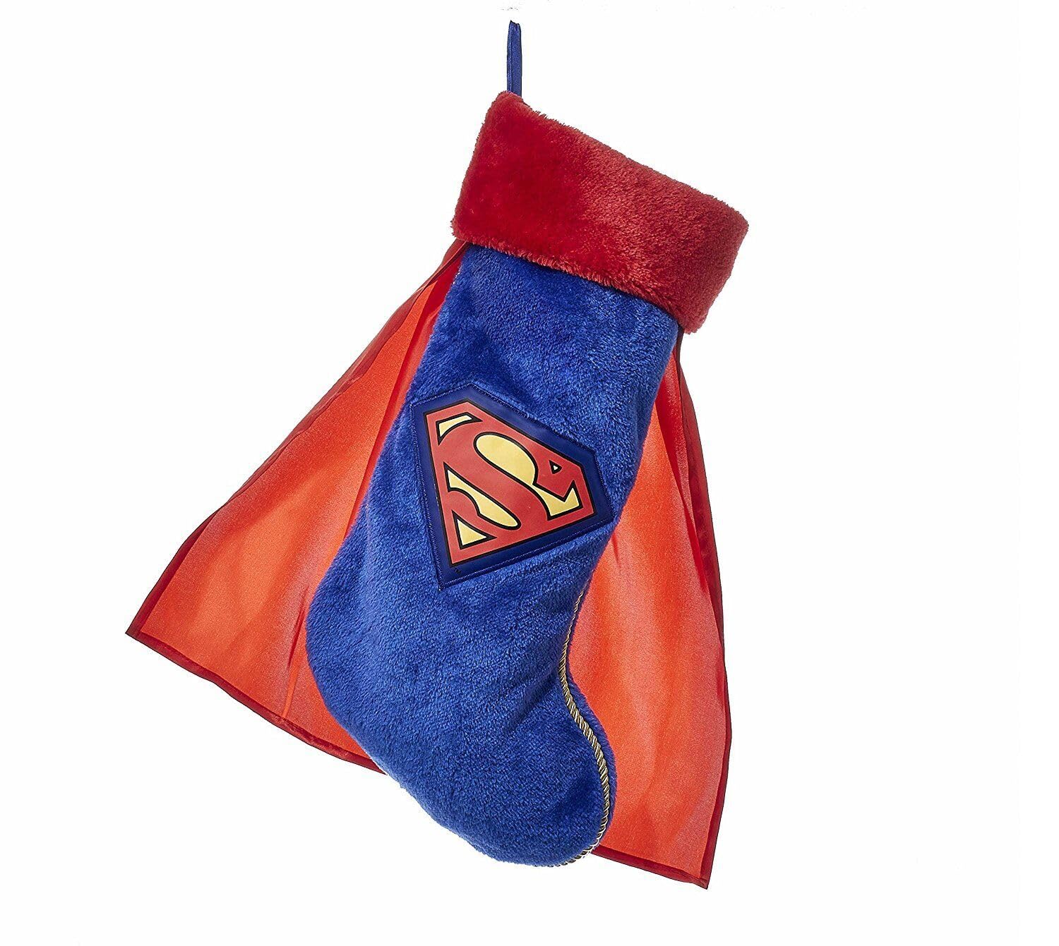 Kurt S. Adler Superman Plush Christmas Stocking with Cape 19 Inch Holiday Decoration SU7161