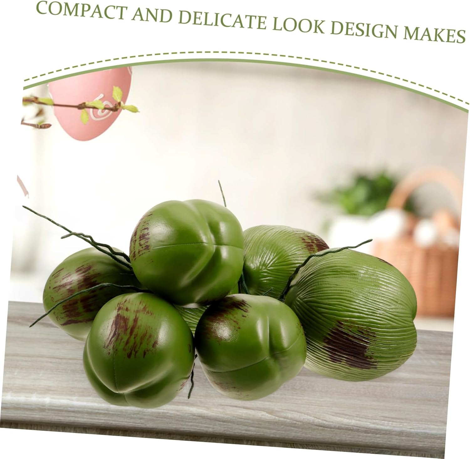 1 Bunch Lifelike Artificial Coconuts Model Faux Tropical Fruit Decoration for Hawaiian Parties Wedding Scenes Home and Garden Display Realistic Simulation Prop for Summer Themes