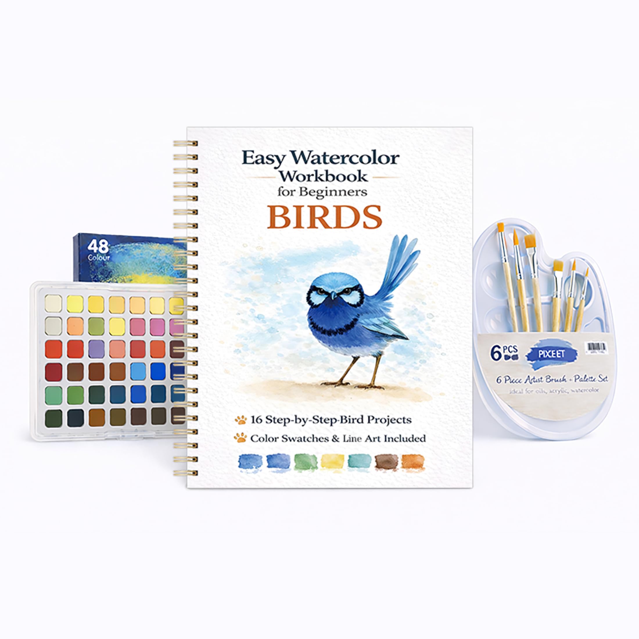 Beginner Watercolor Kit - 16 Bird Projects -1