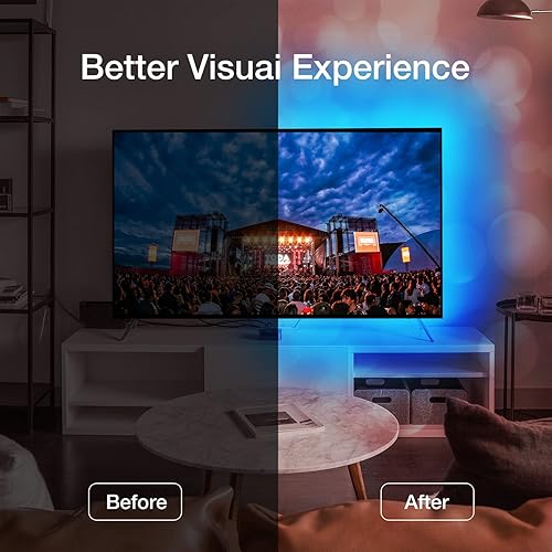 Vista 16 de DAYBETTER Luces LED para TV, tira de luces LED de 9.8 pies para TV de 32 a 55 pulgadas, retroiluminación LED de TV RGB, sincronización de música