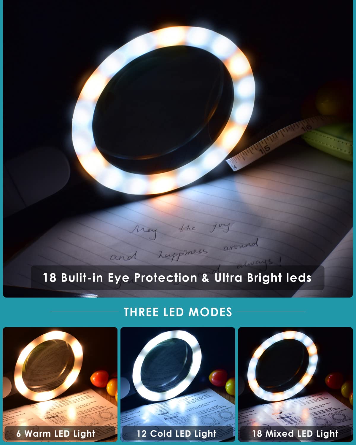 Lente D'Ingrandimento Nazano Con 18 LED - 30x, Doppia Lente Vetro, Portatile, Per Lettura E Hobby - Foto 11