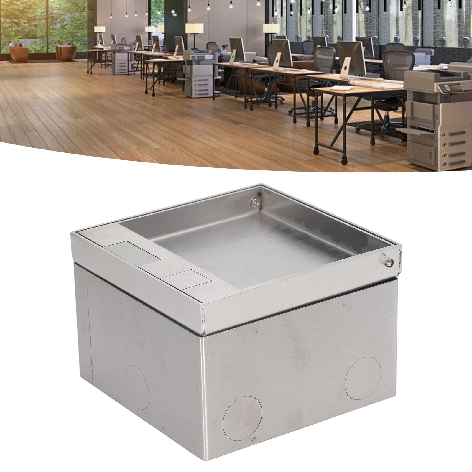 Stainless Steel Dual 3 Hole Recessed Socket Box Rectangular Ground Socket Outlet Flush Mount Electrical Box for Home Office Kitchen Worktop - Image 2