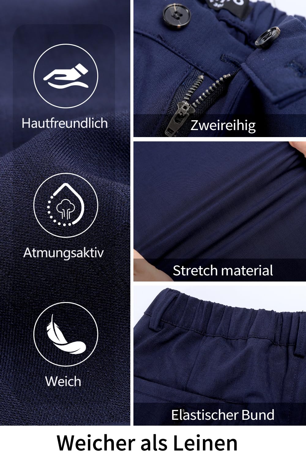 GINGTTO Pantalon Lino Hombre Slim Stretch Verano Pants con Bolsillos