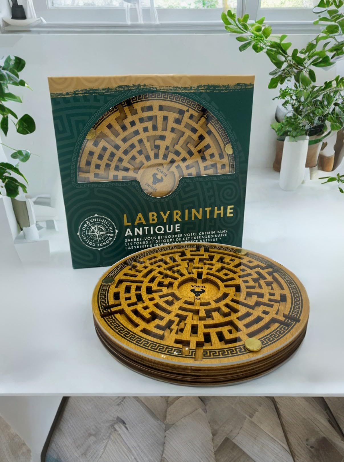 Professor Puzzle - Labyrinthe Antique - Casse-tête en Bois Double Face Inspiré du Mythe du Minotaure - Parviendrez-Vous à relever ce défi Mythique en retrouvant Votre Chemin ?