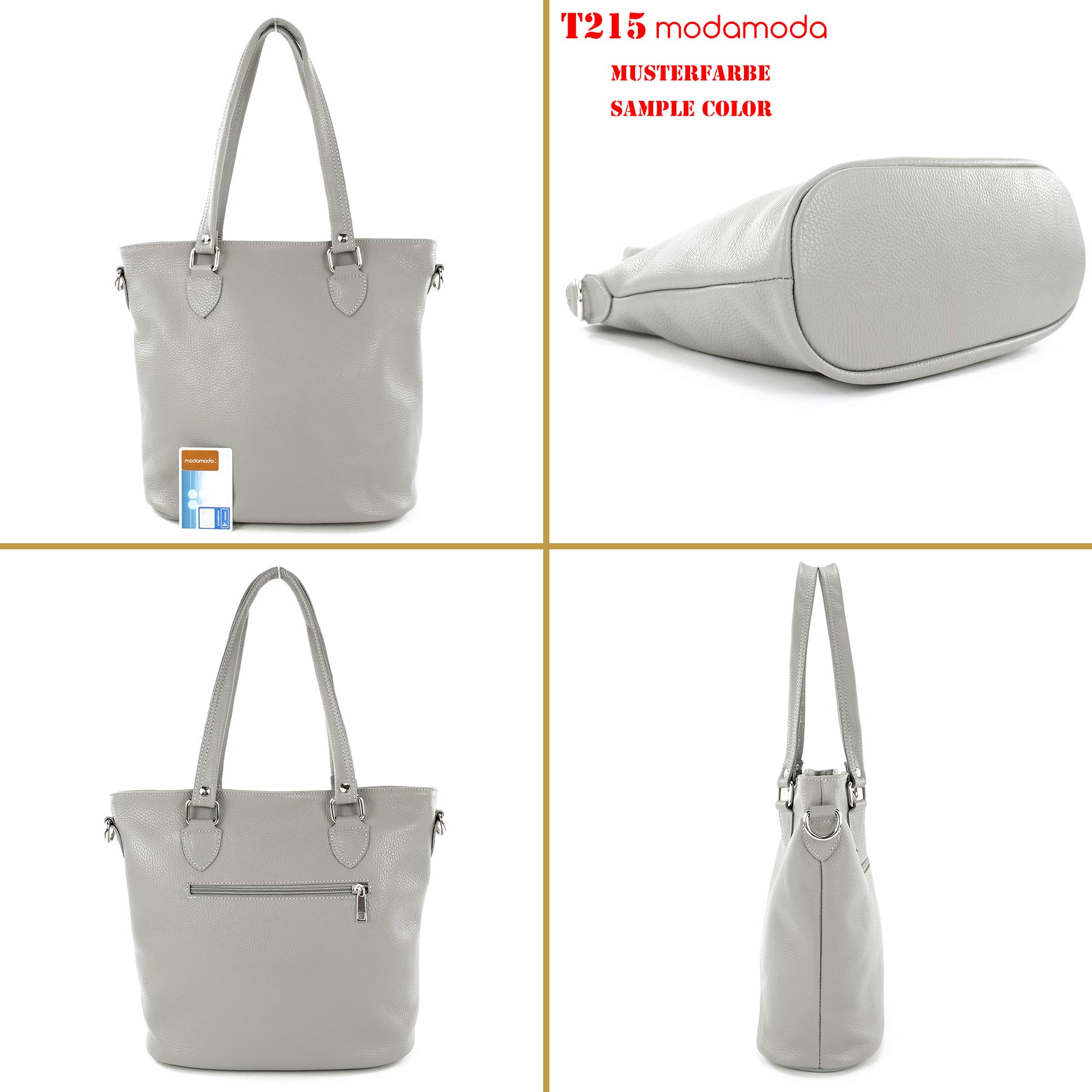 modamoda de T215 Damen Leder Schultertasche Shopper, handmade in Italy