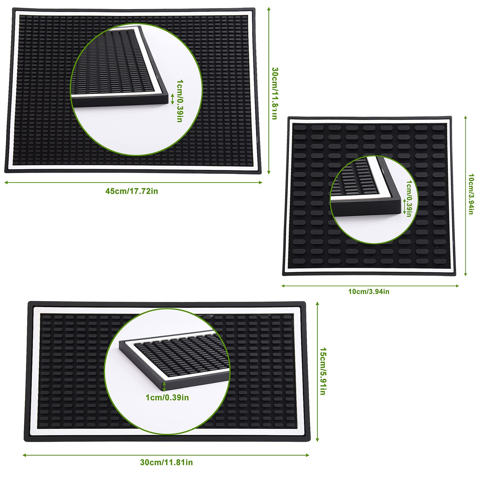 3 alfombrillas de barra para derrames, alfombrilla antideslizante para secar platos, tapete de secado de vidrio, tapete de goma para servicio de barra de derrames para cocina en el hogar