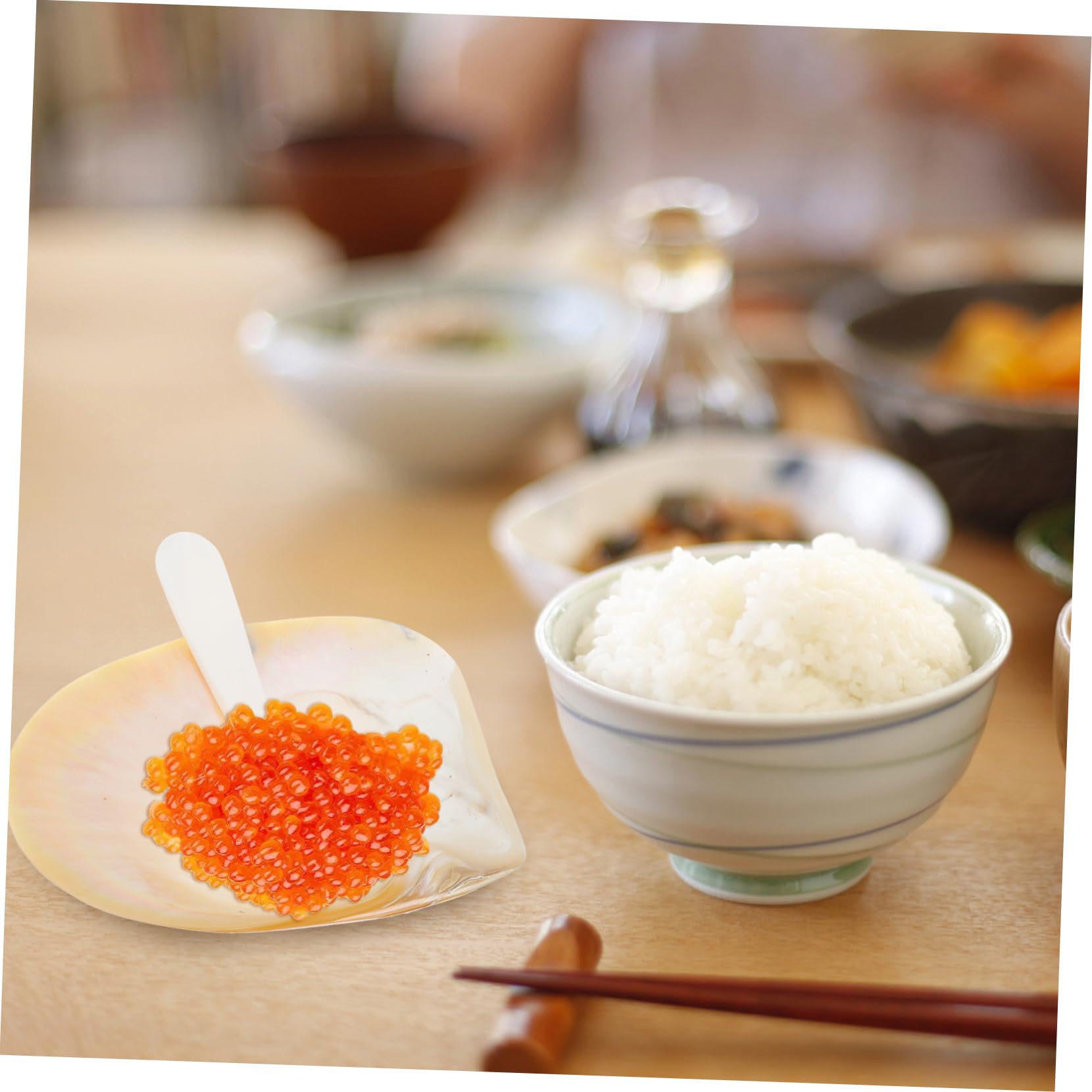 BEBEMOKO 3 Sets Caviar Spoon Decorative Soap Tray Boho Home Decor Seashell Ornaments Photography Shell Prop