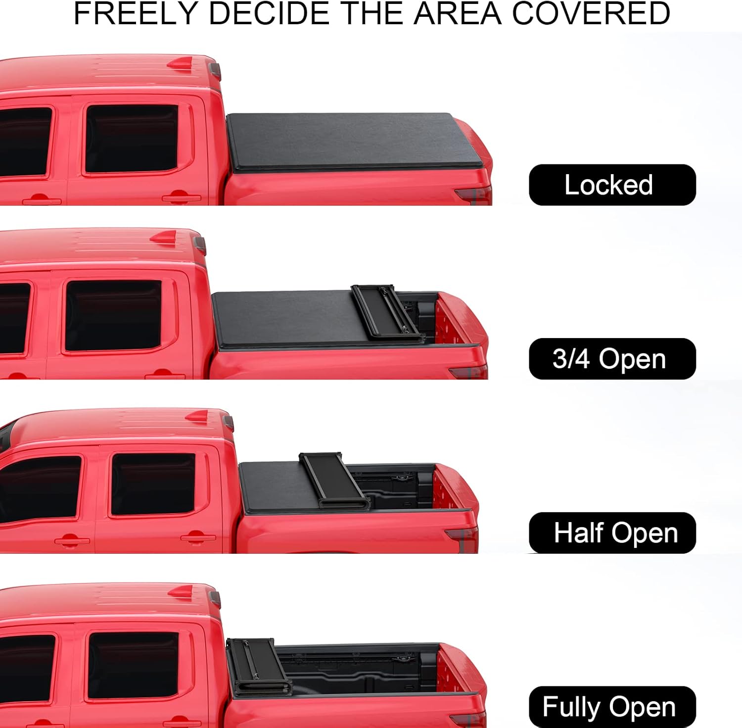 JDMSPEED Soft 4-Fold Truck Bed Tonneau Cover Compatible with 2004-2015 Nissan Titan 5.5FT Bed Truck Bed Cover Accessories for Models with or Without Utili-Track System