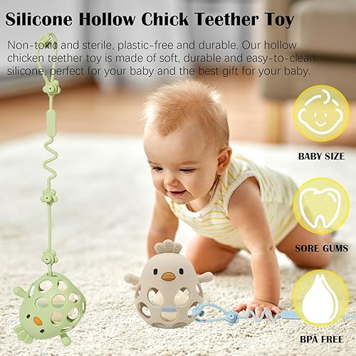 Miniatura 7 de Juguete de dentición para bebés, juguetes de dentición de pollo huecos de silicona, juguetes suaves para masticar para necesidades de succión, las