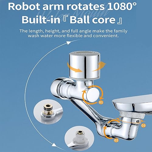 Miniatura 3 de HEYAXA Nuevo extensor de grifo de filtro giratorio de 1080, grifo de filtro de algodón PP, grifo universal de filtro de salpicaduras, grifo de