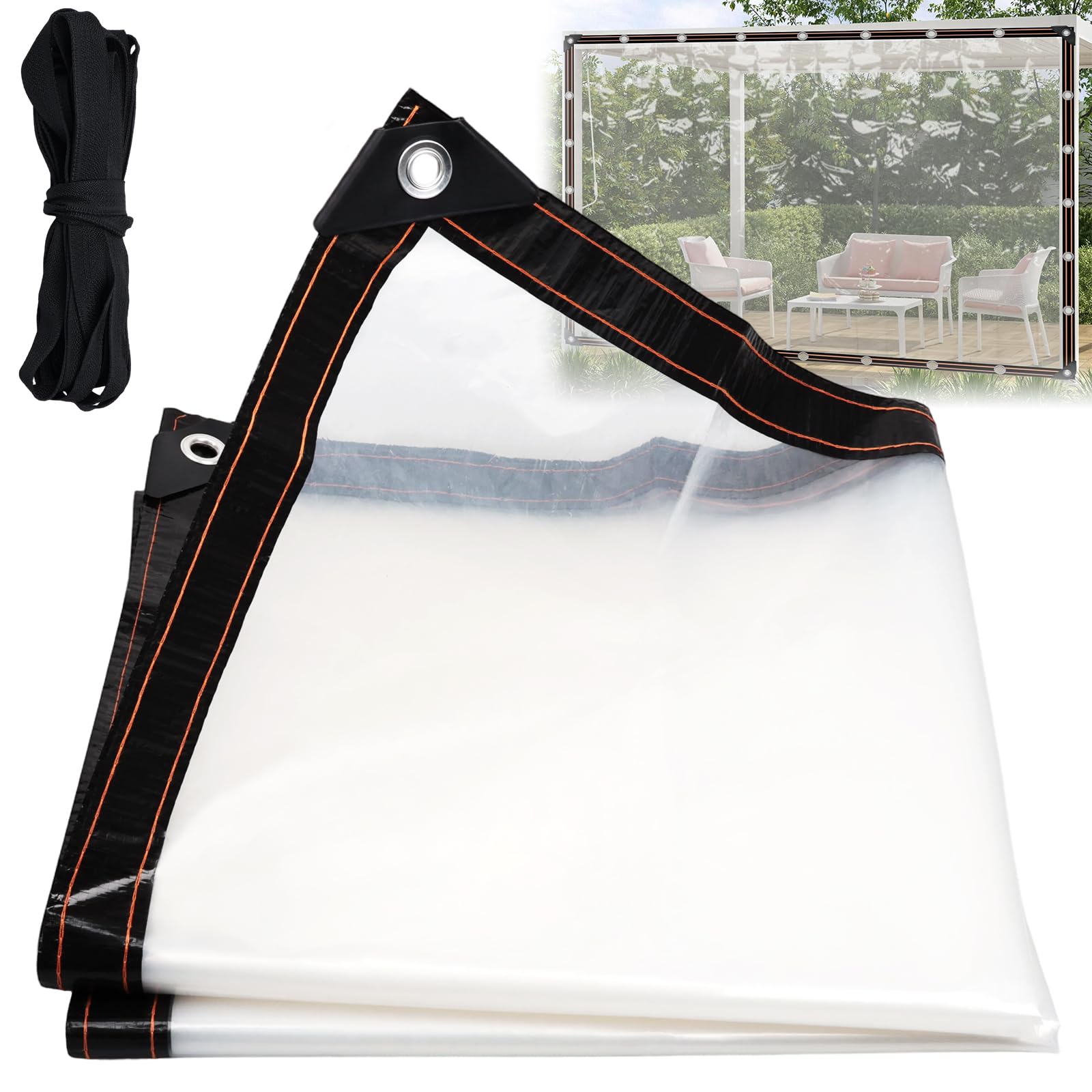 Clear Tarpaulin Waterproof Heavy Duty, 2m x 1m Transparent PVC Sheet with Eyelets for Greenhouse Garden Outdoor Camping