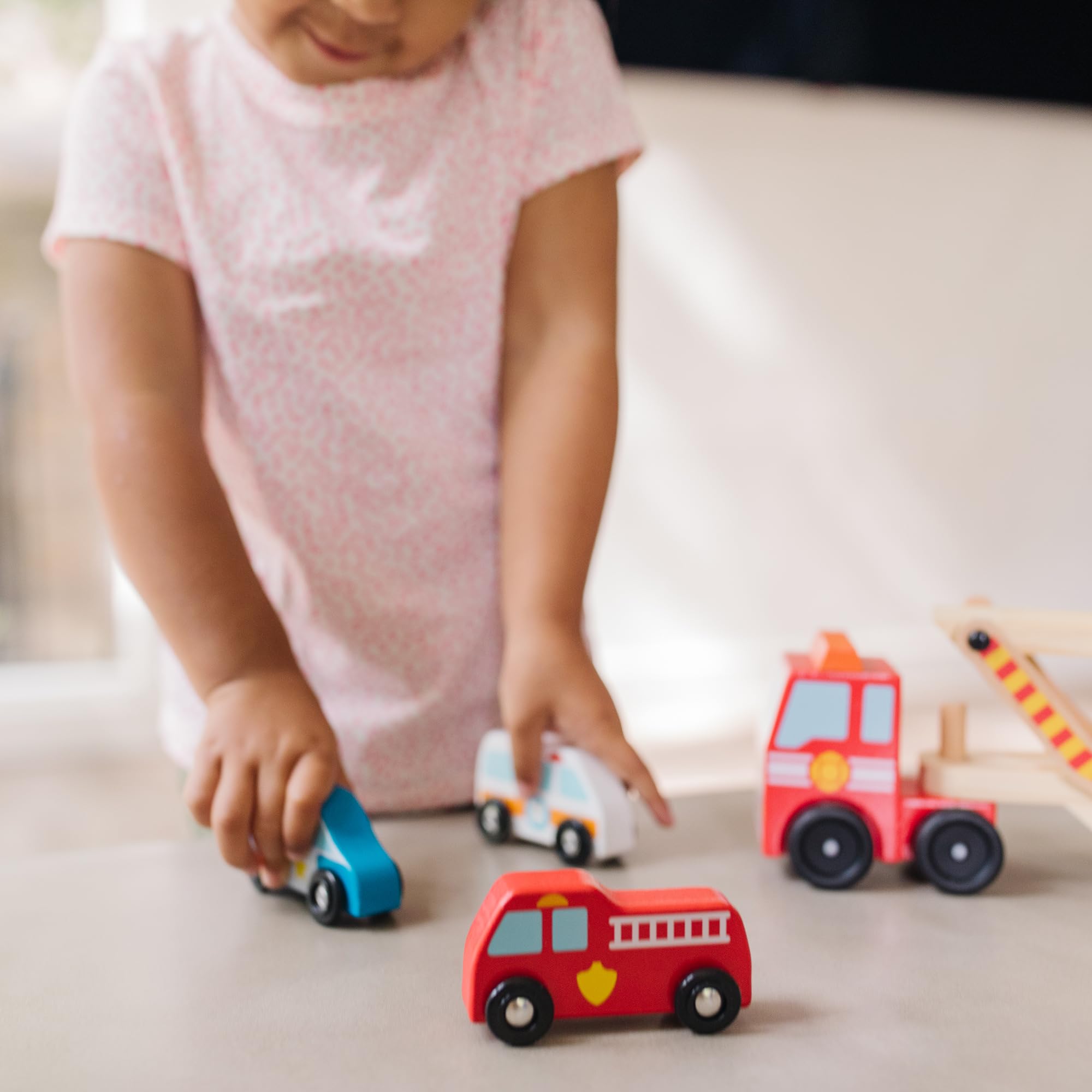 Melissa & Doug Emergency Vehicle Carrier Wooden Vehicle