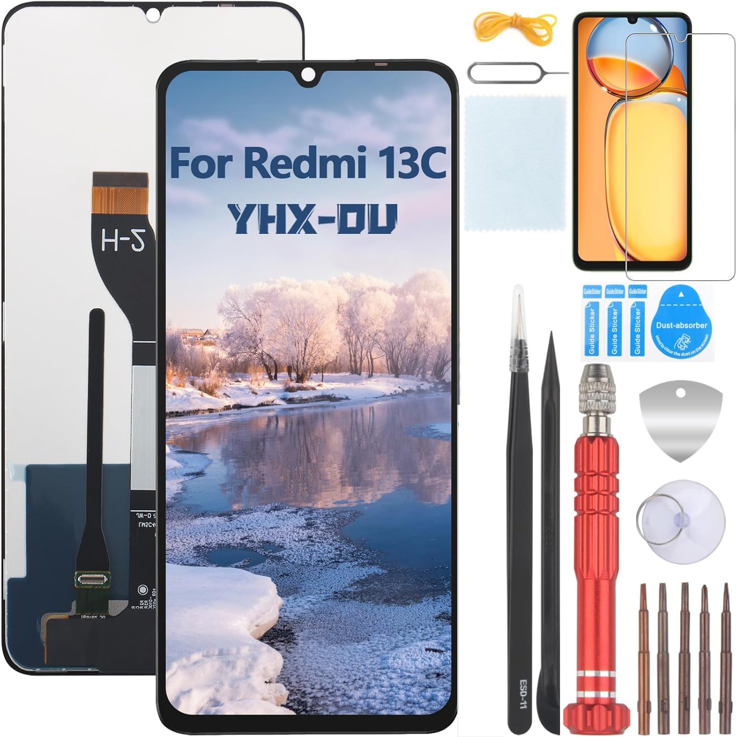 Para Xiaomi Redmi 13C Pantalla Reemplazo para Xiaomi Redmi 13C 23100RN82L 23106RN0DA 23108RN04Y Pantalla Táctil LCD Digitalizador de Repuest Asamblea con Herramientas(Negra)