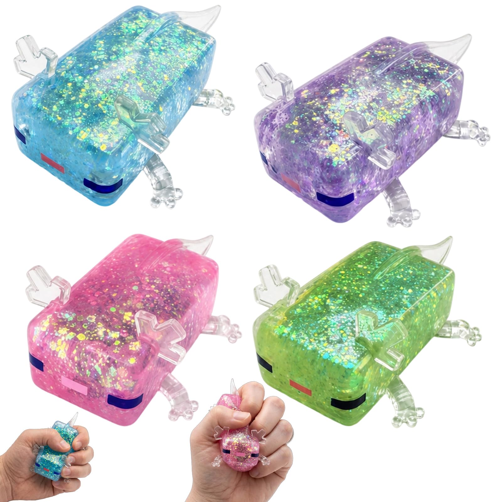4pcs Squishy Axolotl Sugar Filled Squishies, Stress Relief Tools for Office Desk Decor,Party Favors Gift,Sensory Focus Aids with Slow Rising Texture