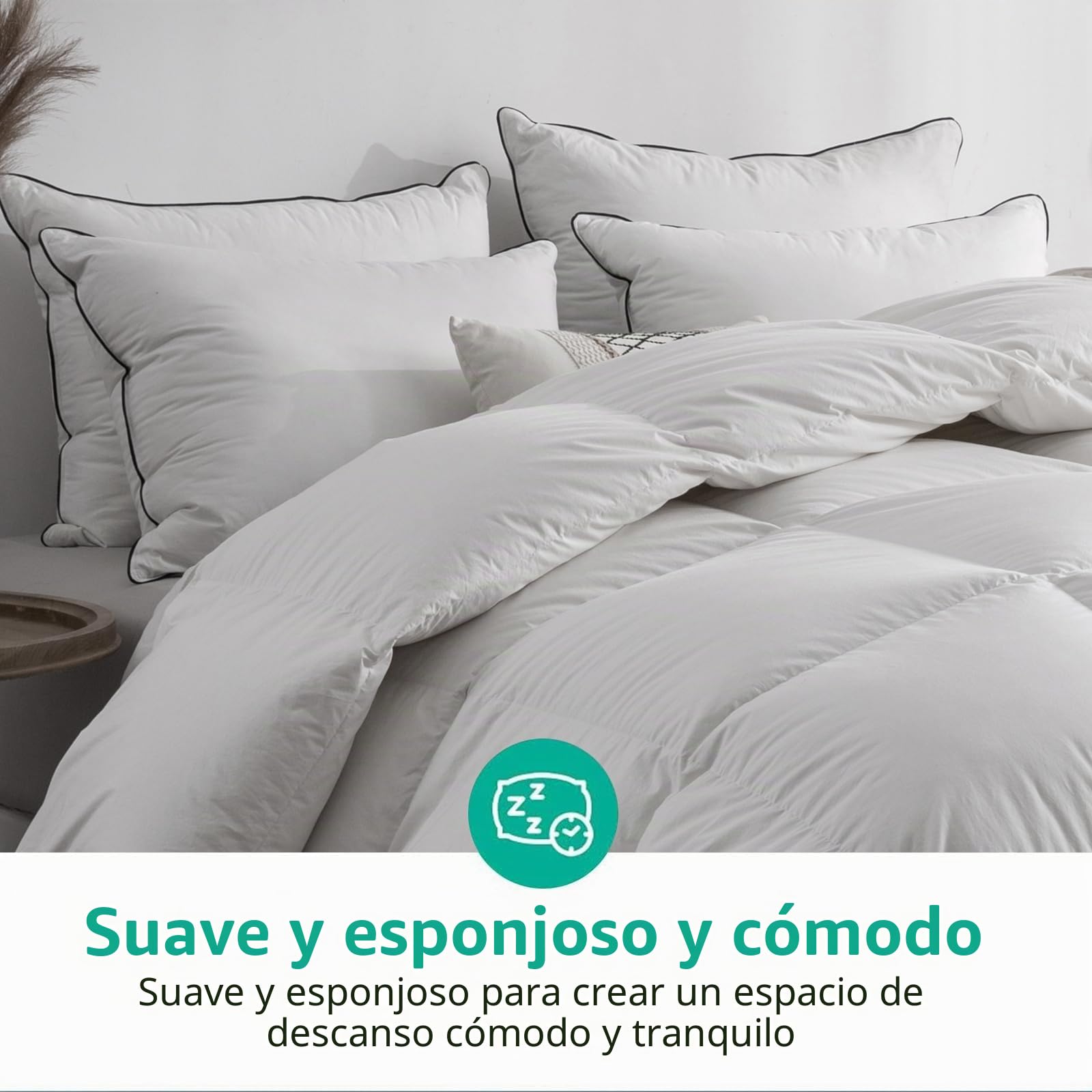 APSMILE Edredón Relleno Nórdico de Pluma y Plumón Cama 180-240 x 260cm Tejido de 100% Algodón para Toda Estación Densidad 320 gr/㎡