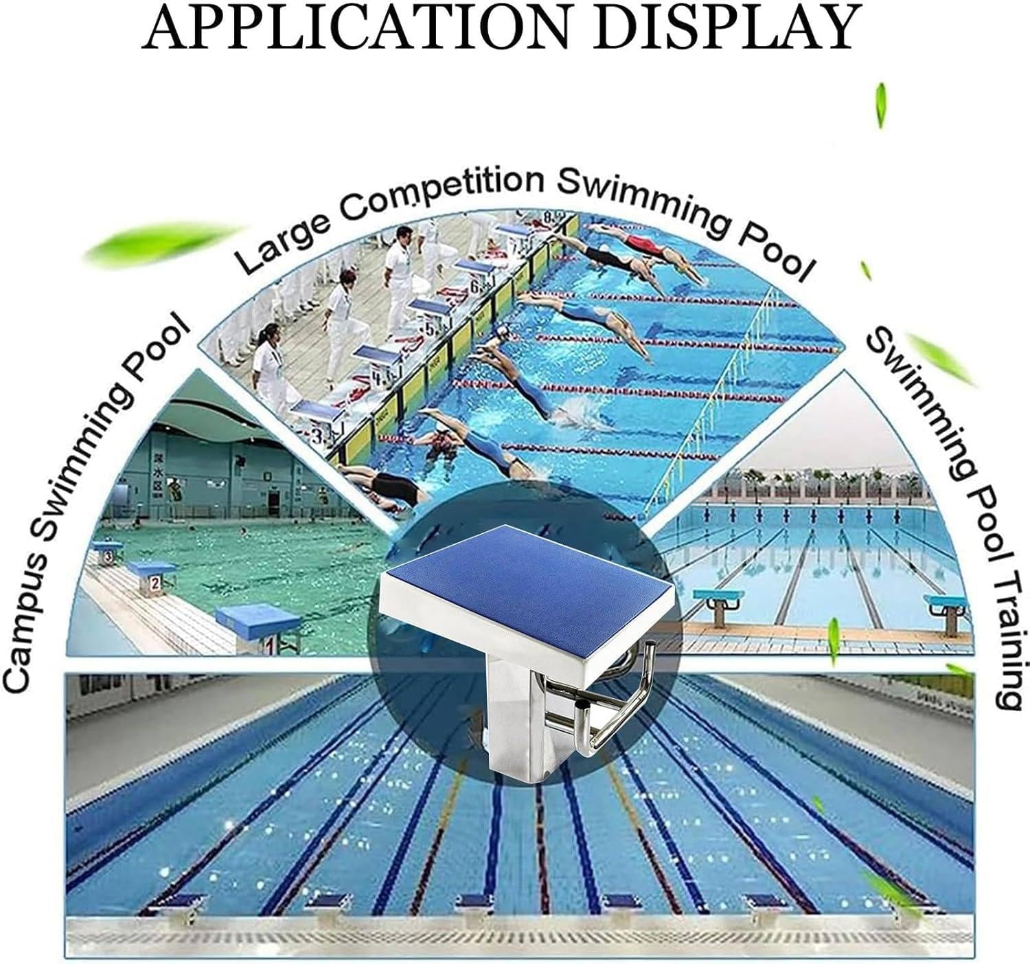 Blocco di partenza per piscine con superficie antiscivolo, piattaforma subacquea per installazione diretta