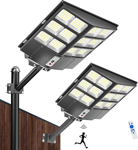 Miniatura 10 de Ofuray Of-9800W Luces solares de calle para exteriores, luces solares de seguridad con control remoto para estacionamiento, 6500K, impermeables,
