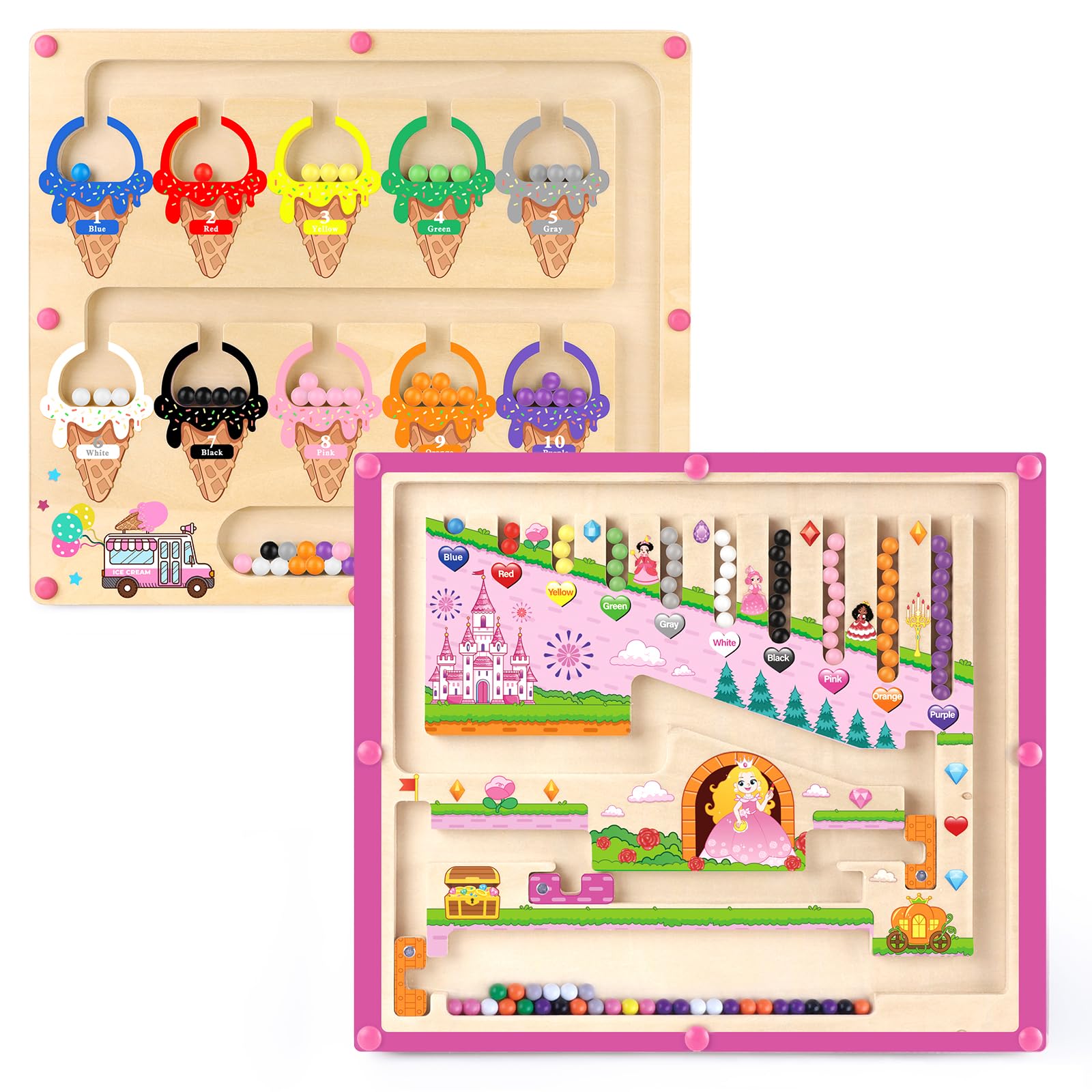 Geschenke für Mädchen Spielzeug 2 in 1 Montessori magnetische Farbe und Zahl Labyrinth für 3 4 5 Jahre Alten Jungen Mädchen Farbe Sortieren für Kleinkinder Feinmotorik Holz magnetische Puzzles