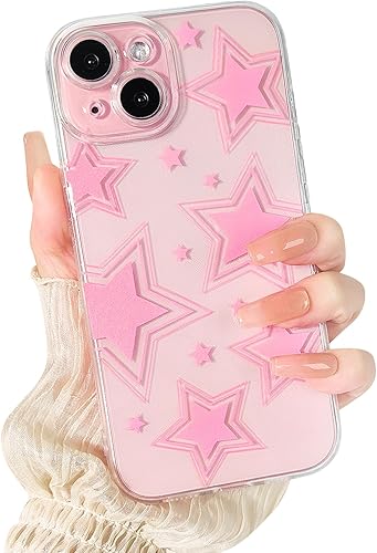 Funda compatible con iPhone 15, bonita funda transparente de lujo, protector de parachoques de estrellas para niñas y mujeres, TPU suave, a prueba
