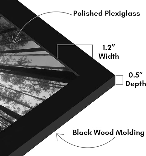 Vista 132 de Americanflat - Marco para póster de 71 x 74 cm con plexiglás pulido, portarretratos negro de madera industrializada, Epic Collection, marco ancho