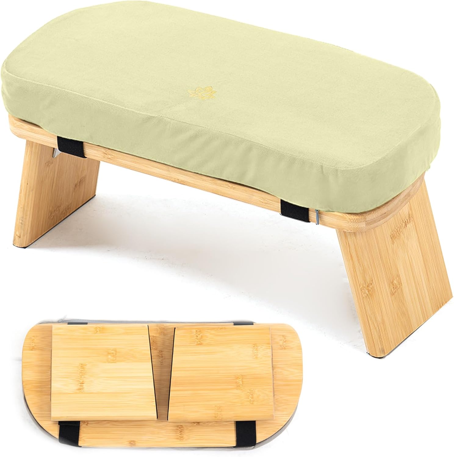 Meditation Bench, Bamboo Meditation Stool, Folding Kneeling Meditation Bench, Seiza Prayer Bench, Prayer Bench with Meditation Cushion, Kneeling Stool(Black-Bag)