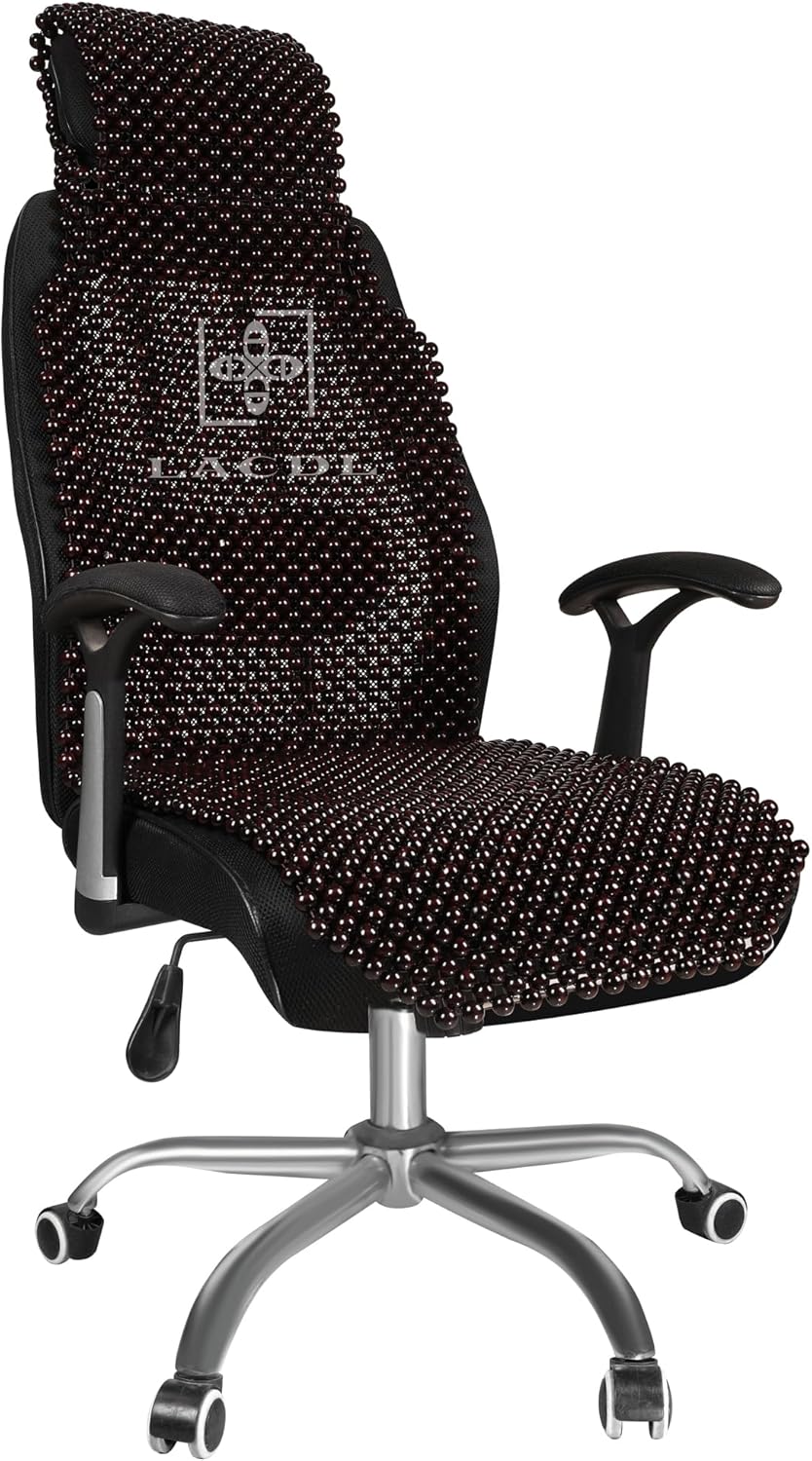 LACDL Beaded Seat Covers for Truck, Trailer, Van, RV, Car Seat Cooling Cover, Auto Ventilated Seat Cushion, Wood Breathable Car Seat Beads, Seat Cooler Pad Sweat Protector for Summer, Dark Red