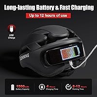 Vista 6 de Bike Helmet, Bicycle Helmets with Light, 360° High Visibility LED Display, Lightweight Adjustable Mountain Bike Helmet with Turn Signals, Smart APP